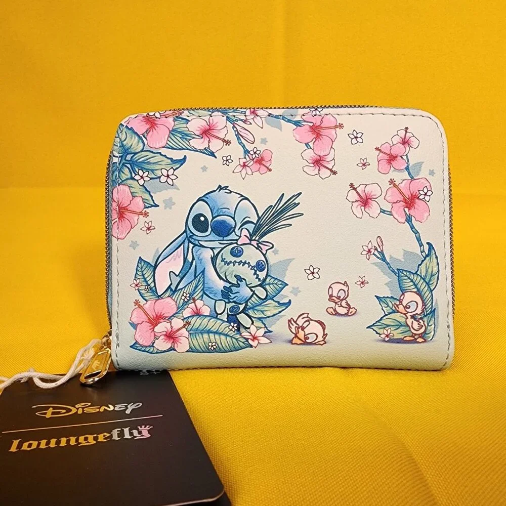 Loungefly Disney Lilo and Stitch Scrump Ducks Ducklings Floral Zip Wallet NEW